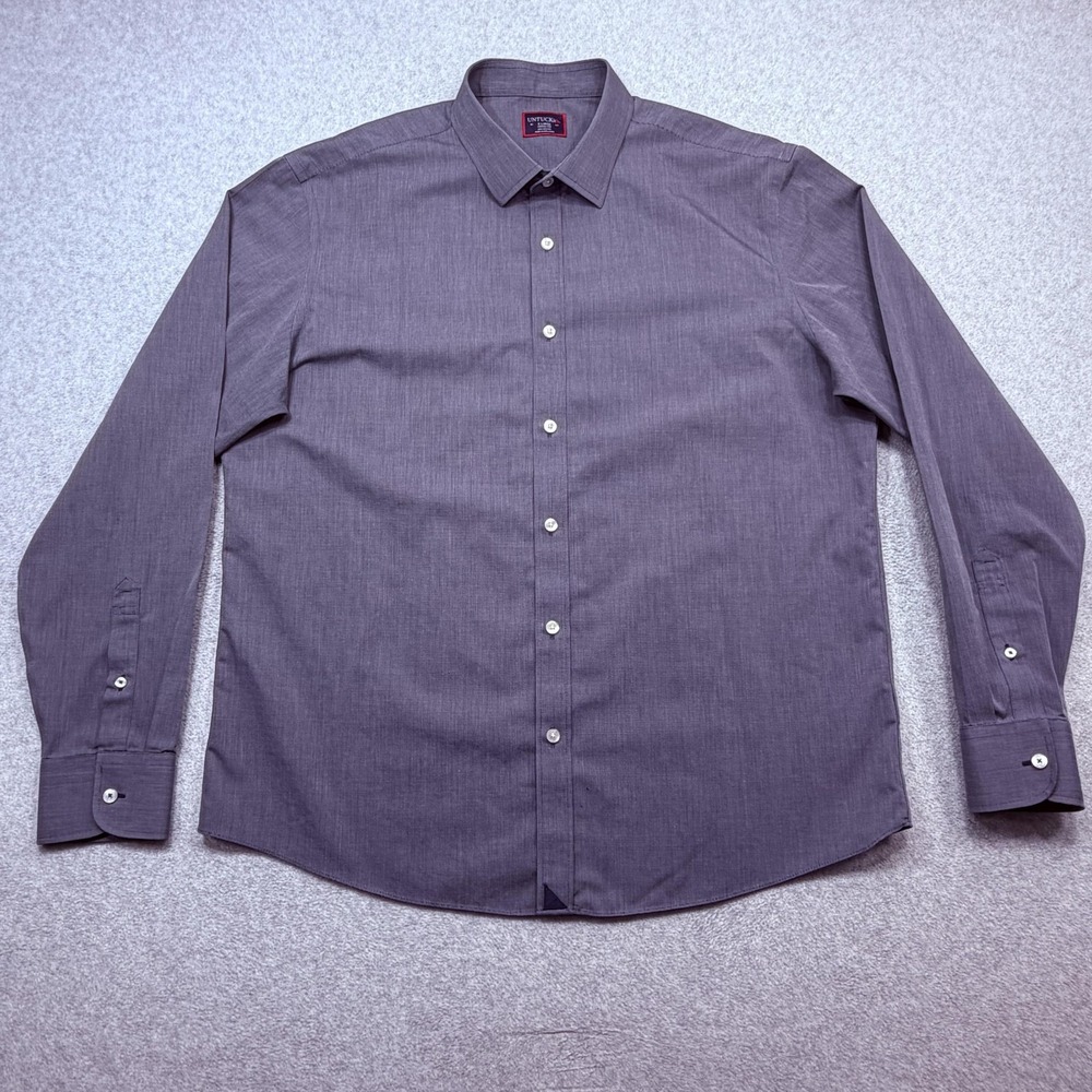 UNTUCKit Shirt Mens XL Blue Long Sleeve Button Front Orville Wrinkle Free Cotton